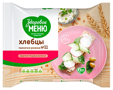 

Хлебцы пшенично-ржаные Здоровое меню с отрубями 11, 90 г