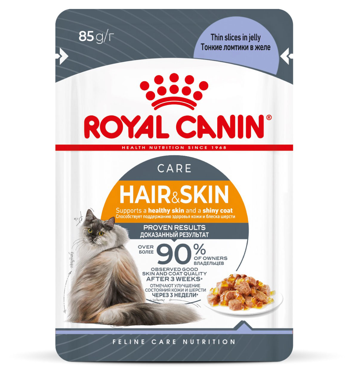 

Влажный корм для кошек Royal Canin Hair&Skin Jelly кусочки в желе, 85 г
