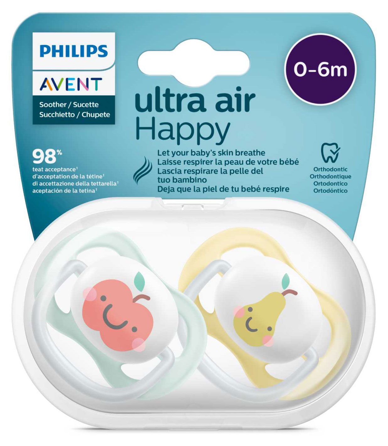 Изображение товара Пустышка силиконовая Philips Avent ultra air 0-6 мес, 2 шт с футляром для стерилизации