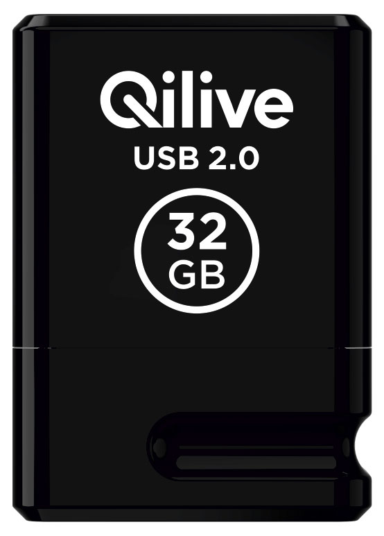 

Флешка Qilive USB 2.0 Mini с колпачком пластик черная, 32GB