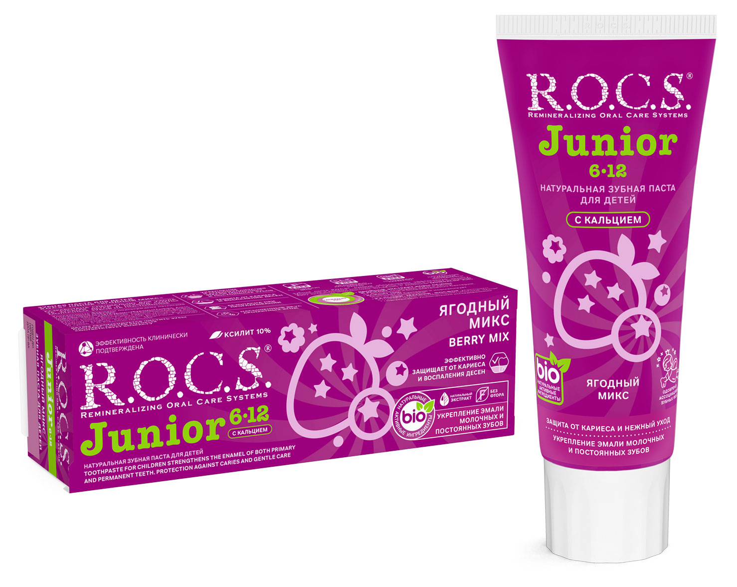 

Зубная паста R.O.C.S. Rocs Junior ягодный микс, 74 г
