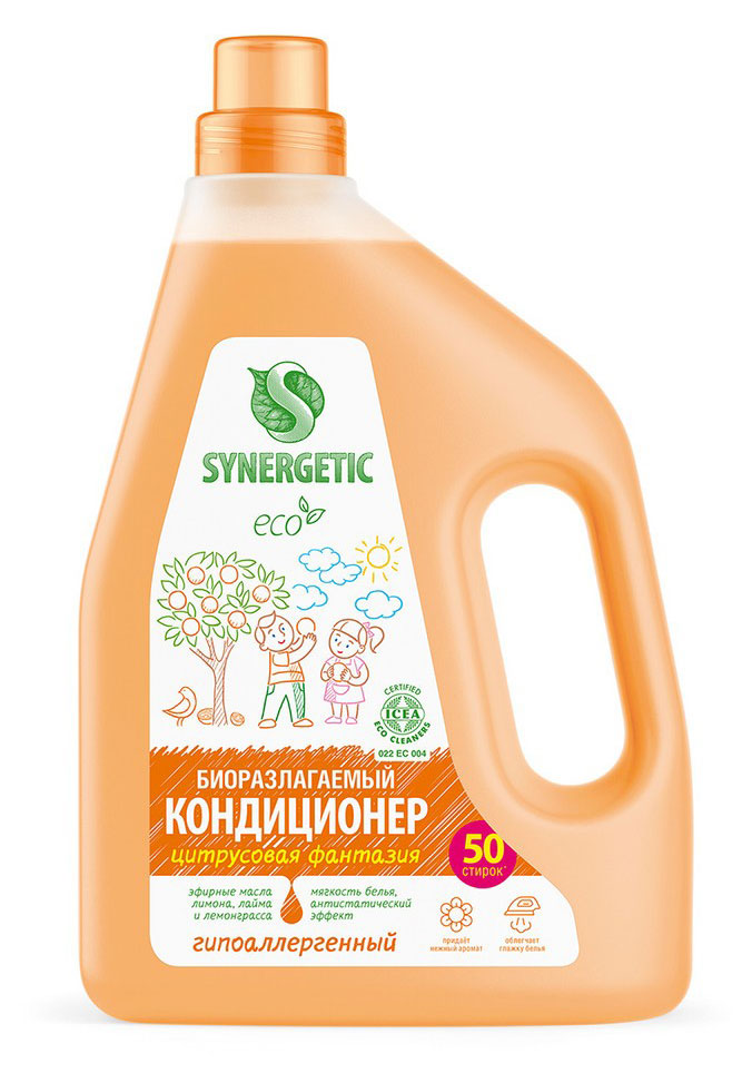 

Кондиционер-ополаскиватель для белья Synergetic Цитрусовая фантазия, 1,5 л (50 стирок)