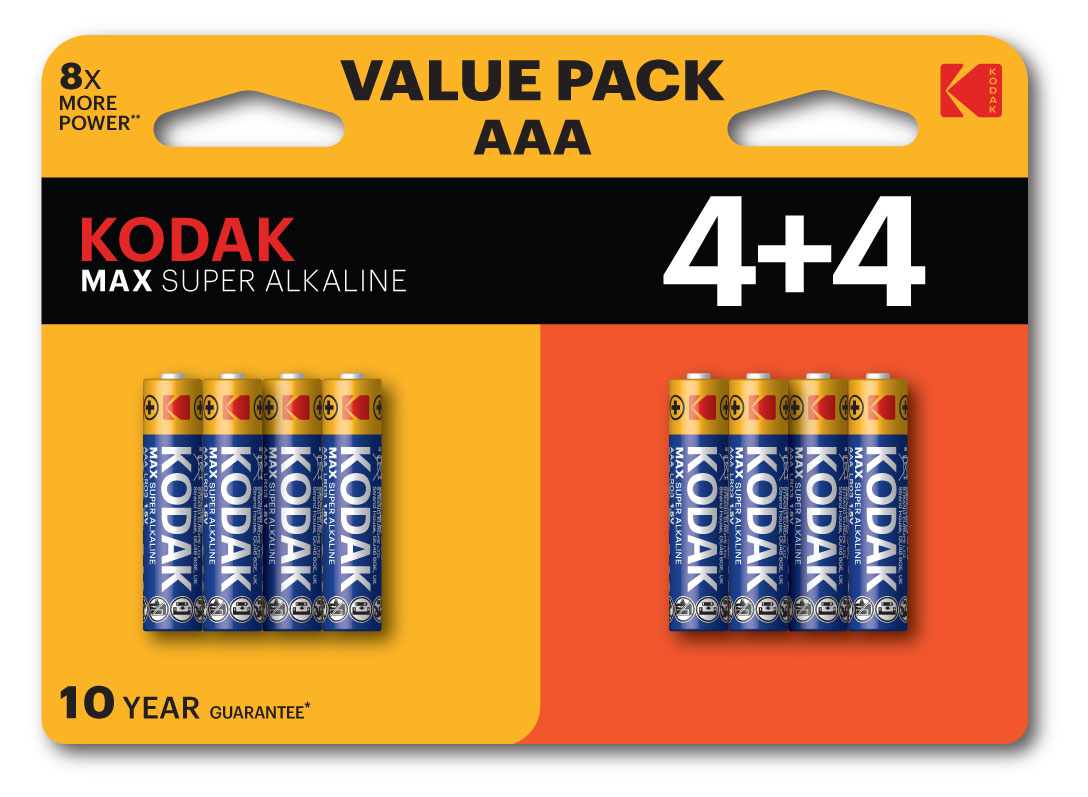 

Батарейки Kodak LR03 4+4BL MAX SUPER Alkaline AAA