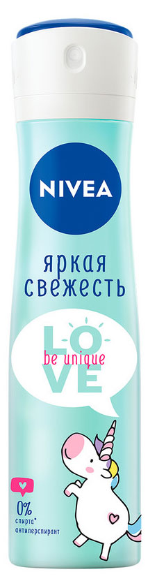 

Дезодорант-антиперспирант спрей NIVEA LOVE Be Unique Яркая свежесть, 150 мл