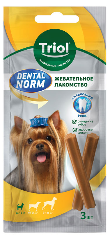 

Лакомство для собак мелких пород Triol Dental Norm Палочки жевательные, 45 г
