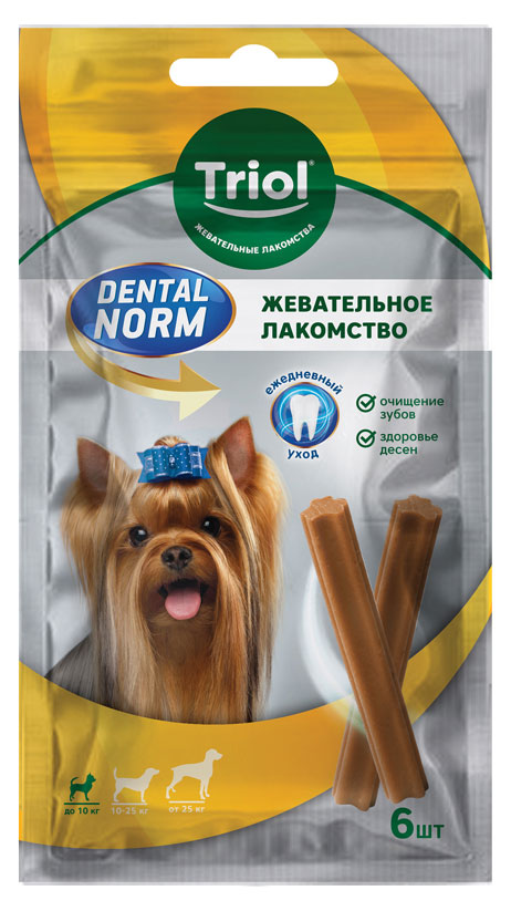

Лакомство для собак мелких пород Triol Dental Norm Палочки жевательные, 90 г