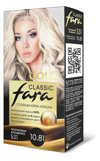 

Крем-краска для волос Fara Classic Gold 531 Платиновая блондинка 10.81, 156 г