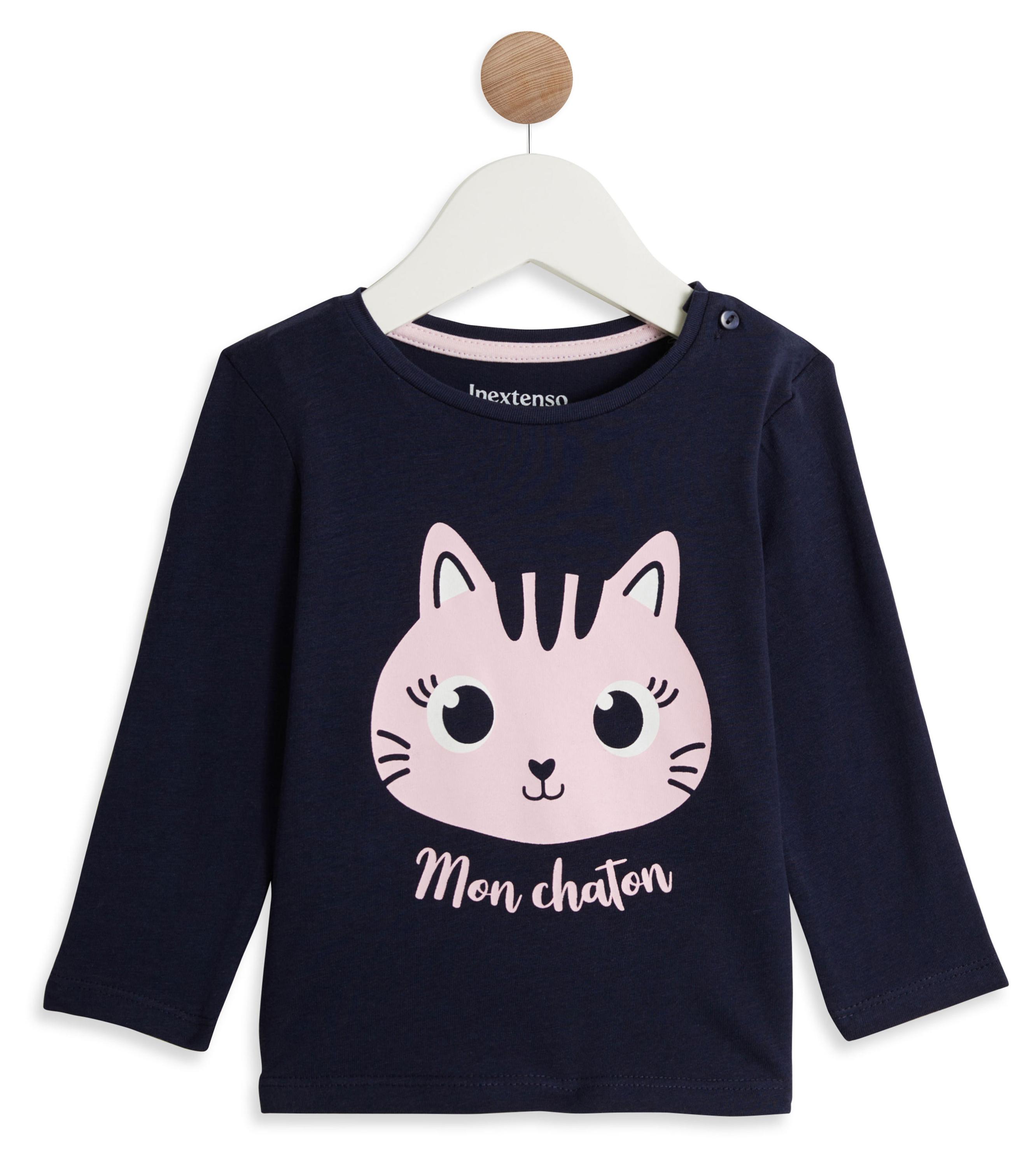 

Футболка для девочки InExtenso Mon chaton синяя