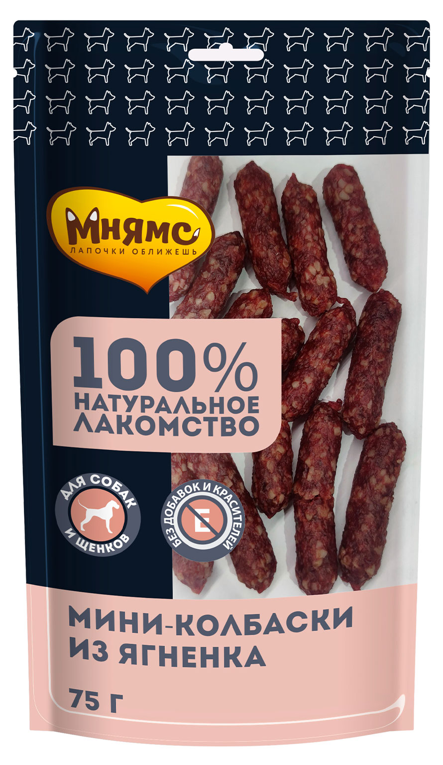 

Лакомство для собак Мнямс мини колбаски из ягненка, 75 г