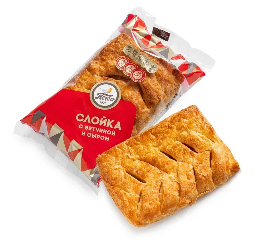 

Слойка ПЕКО с ветчиной и сыром, 100 г