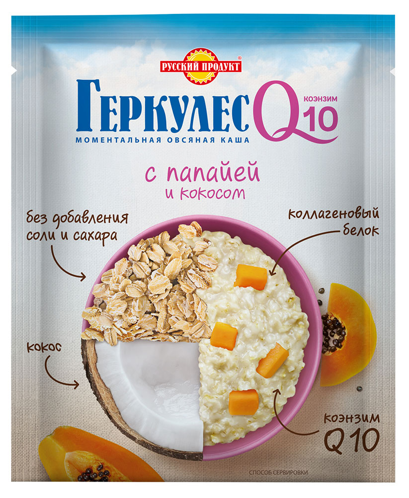 

Хлопья Геркулес Русский Продукт Q10 папайя кокос, 35 г