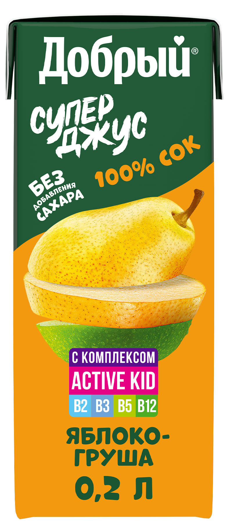 

Сок Добрый Active kid яблоко-груша, 0,2 л