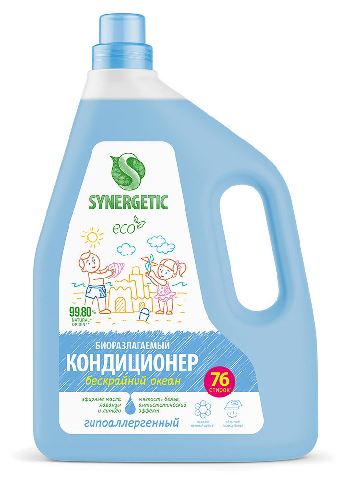 

Кондиционер-ополаскиватель для белья Synergetic Бескрайний океан, 2,28 л (76 стирок)