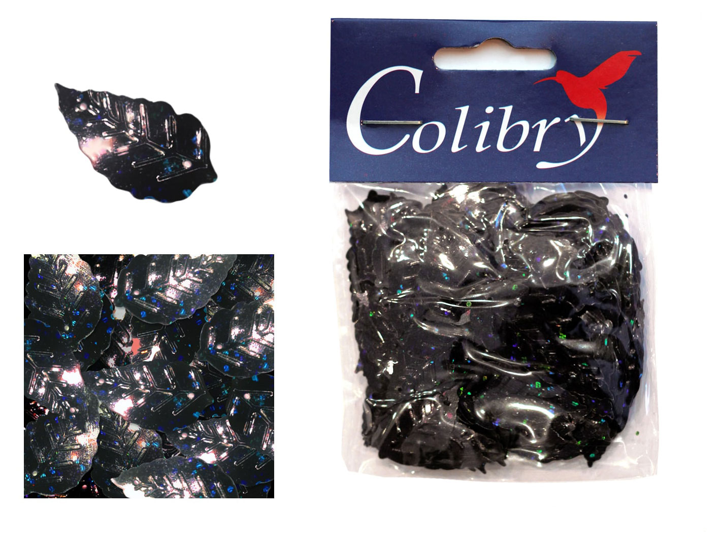 

Пайетки Colibry фигурные листик 14х25 мм, 10 г