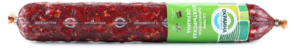 Изображение товара Колбаса сырокопченая «Окраина» Салями Богатырь на буковой щепе 0.7 кг