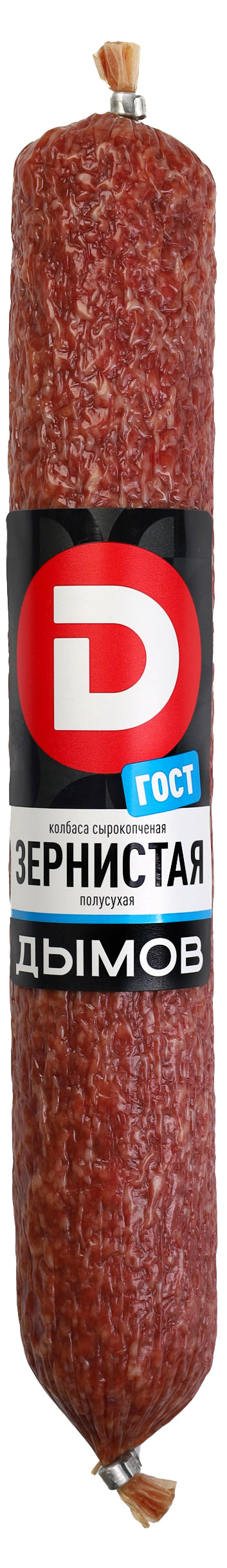 

Колбаса Дымов Зернистая сырокопченая (0,4-0,6 кг) , 1 упаковка ~ 0,5 кг