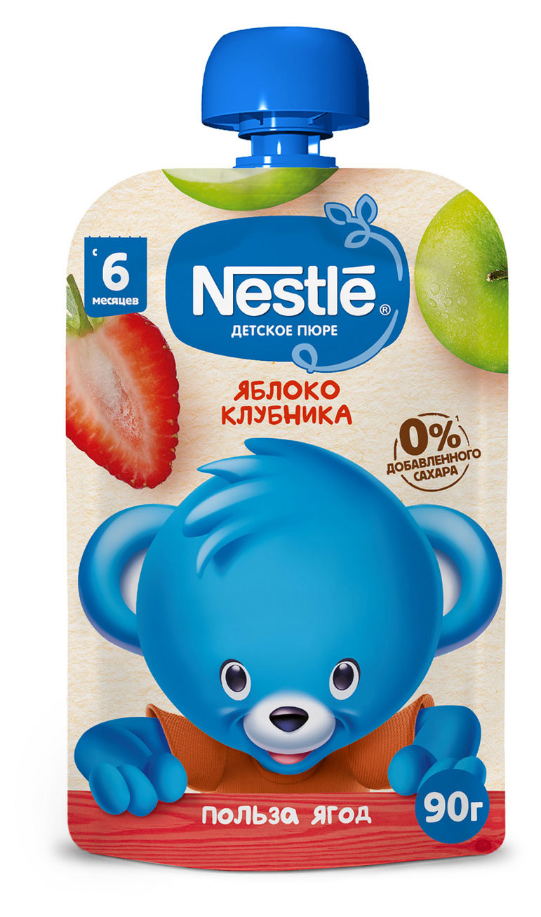 

Пюре Nestle яблоко и клубника с 6 мес., 90 мл