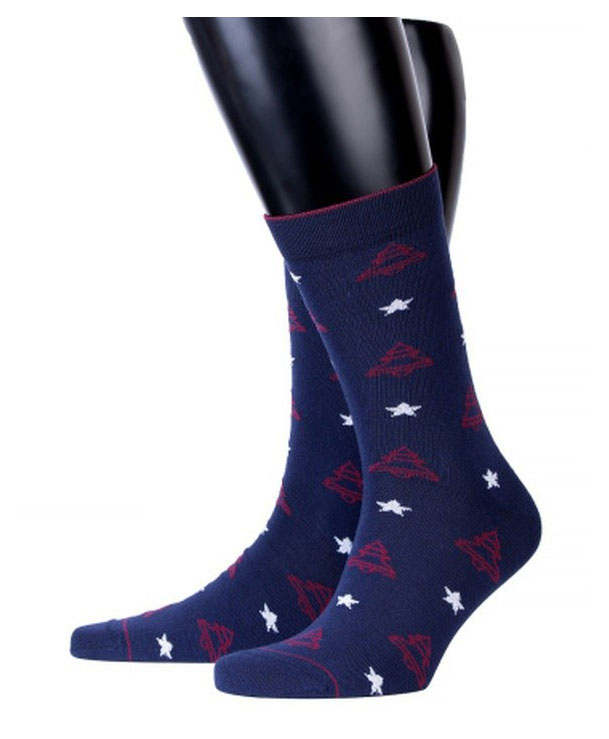 Изображение товара Мужские носки с новогодним рисунком "Красная Ветка" синего цвета, размер 25