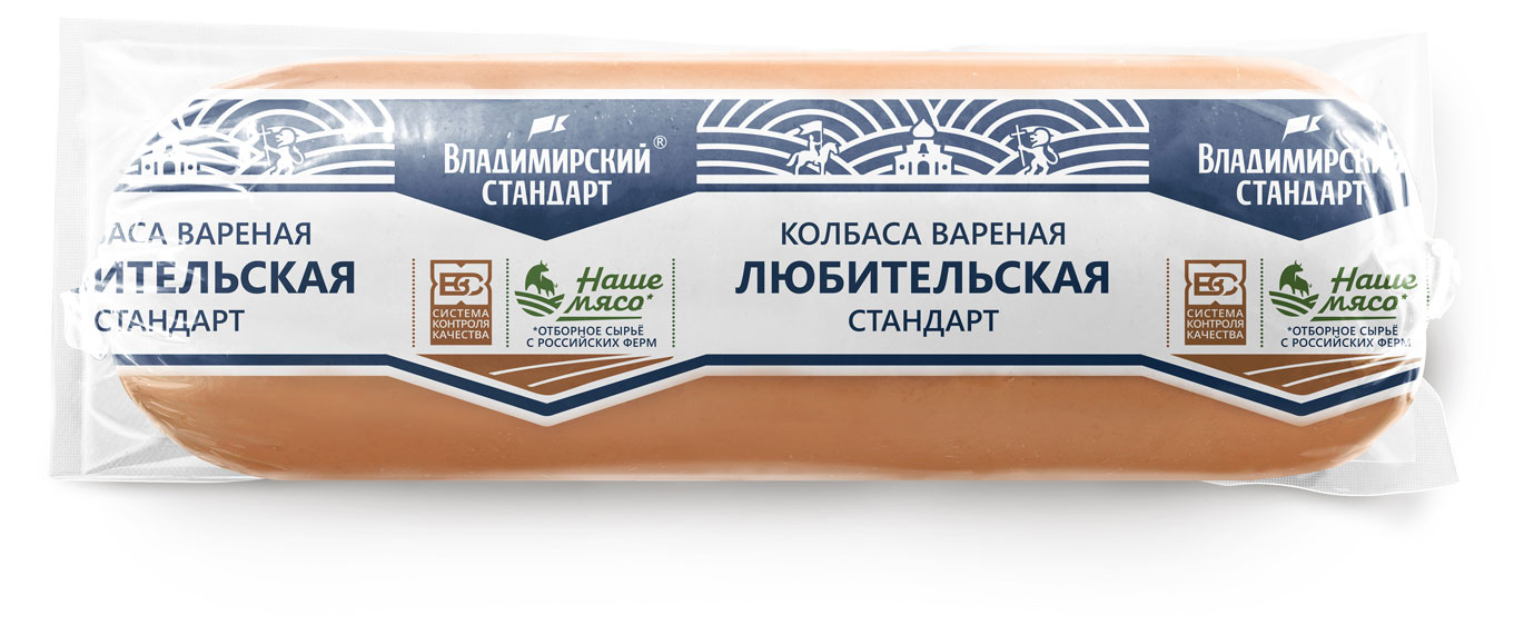Изображение товара Колбаса вареная «Владимирский стандарт» Любительская стандарт со шпиком 1 Сорт,  ~ 0,5 кг