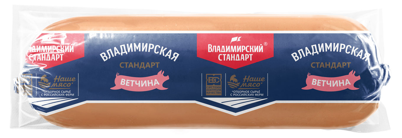 Изображение товара Ветчина «Владимирский стандарт» Владимирская (0,2-0,4 кг), 1 упаковка ~ 0,25 кг