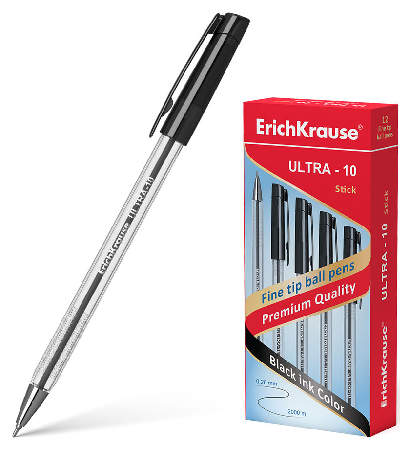 

Ручка шариковая ErichKrause Ultra-10 Stick Classic, черная, 1 шт