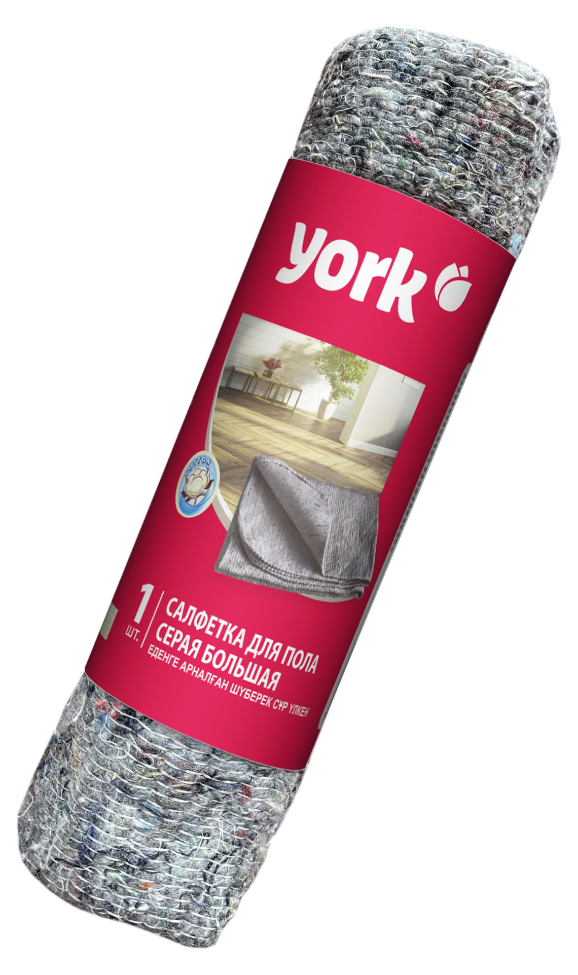 

Салфетка для пола York хлопковая серая в рулоне 260г/м2, 60х75 см