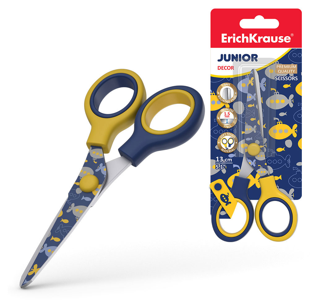 

Ножницы ErichKrause Junior Decor Submarine с принтом на лезвиях, 13 см