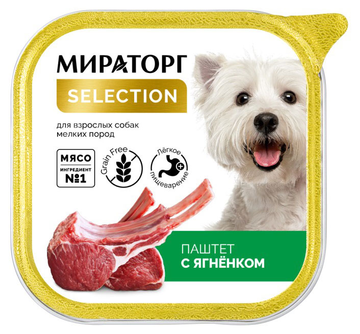 

Влажный корм для собак мелких пород Мираторг Selection Паштет с ягненком, 100 г