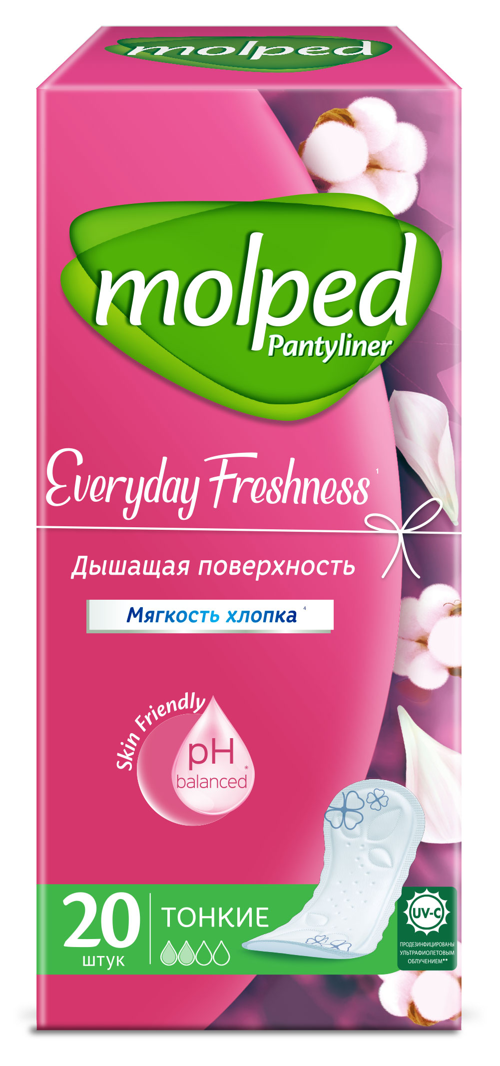 

Прокладки ежедневные Molped Everyday Freshness 2 капли, 20 шт