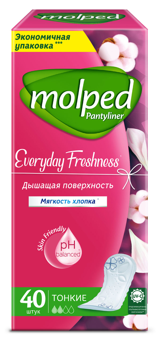 

Прокладки ежедневные Molped Everyday Freshness 2 капли, 40 шт