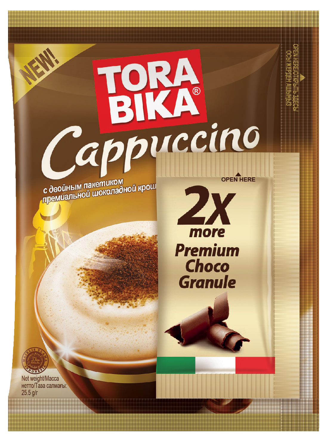 Изображение товара Кофейный напиток Torabika Cappuccino с двойной порцией шоколадной крошки, 25,5 г