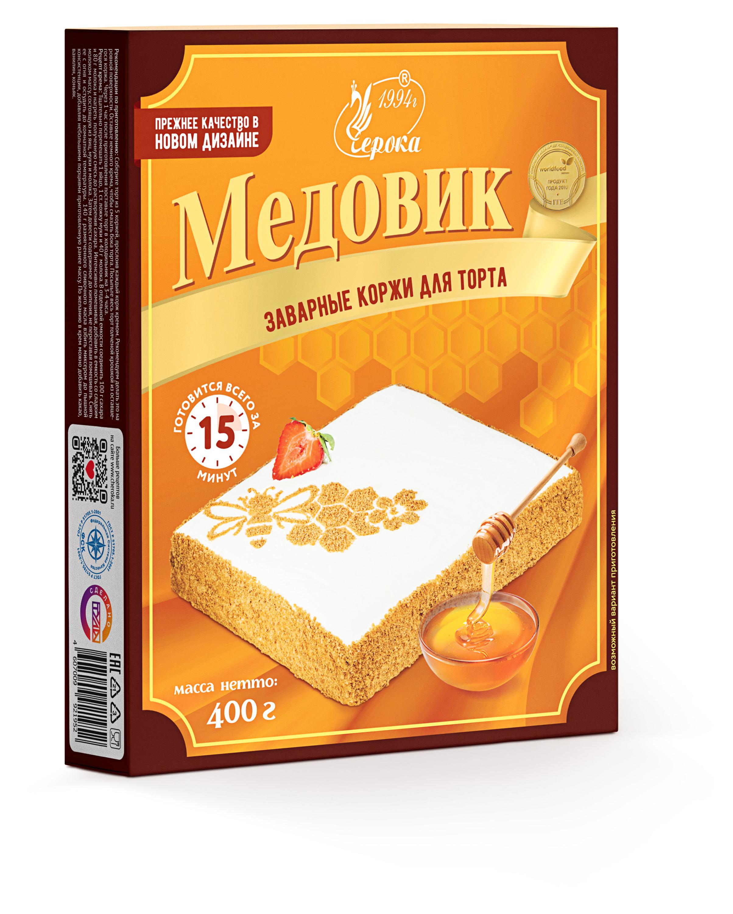 

Коржи для торта Черока заварной медовик, 400 г