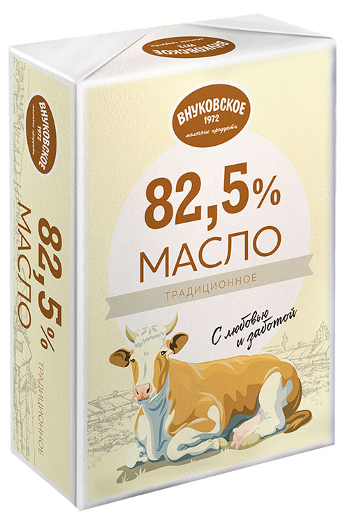 

Масло сливочное Внуковское Традиционное 82,5% БЗМЖ, 180 г
