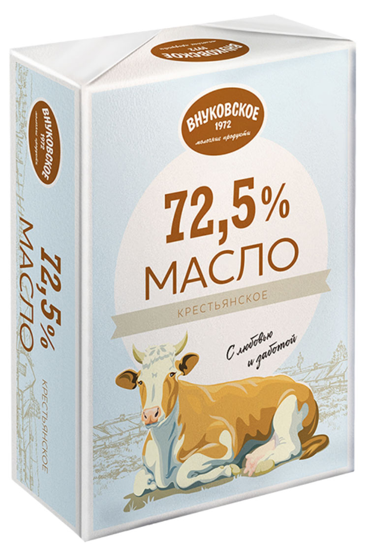 

Масло сливочное Внуковское Крестьянское 72,5% БЗМЖ, 180 г