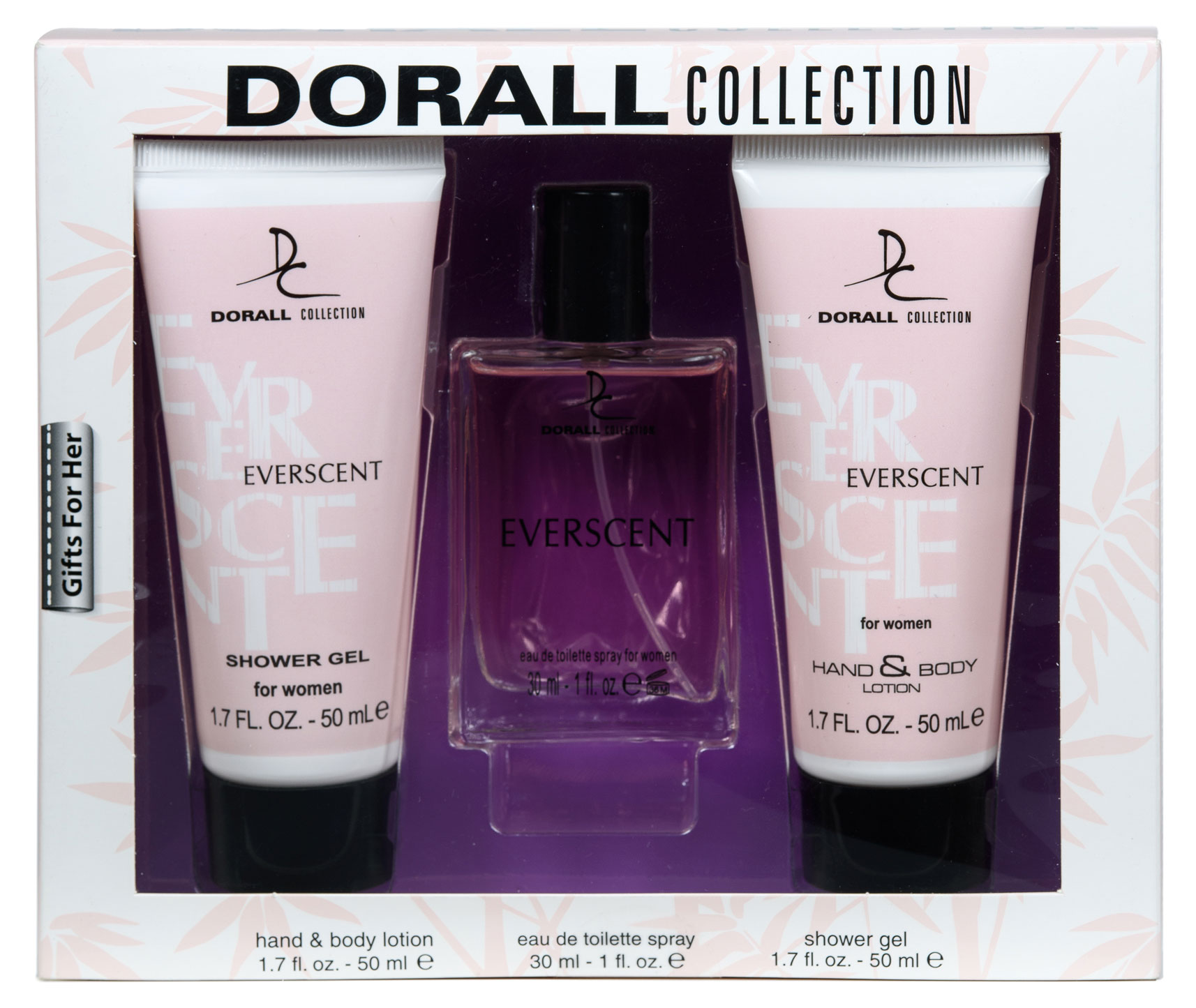 

Подарочный набор для женщин Dorall Collection Everscent, Туалетная вода 30 мл + Гель для душа 50 мл + Лосьон для рук и тела 50 мл
