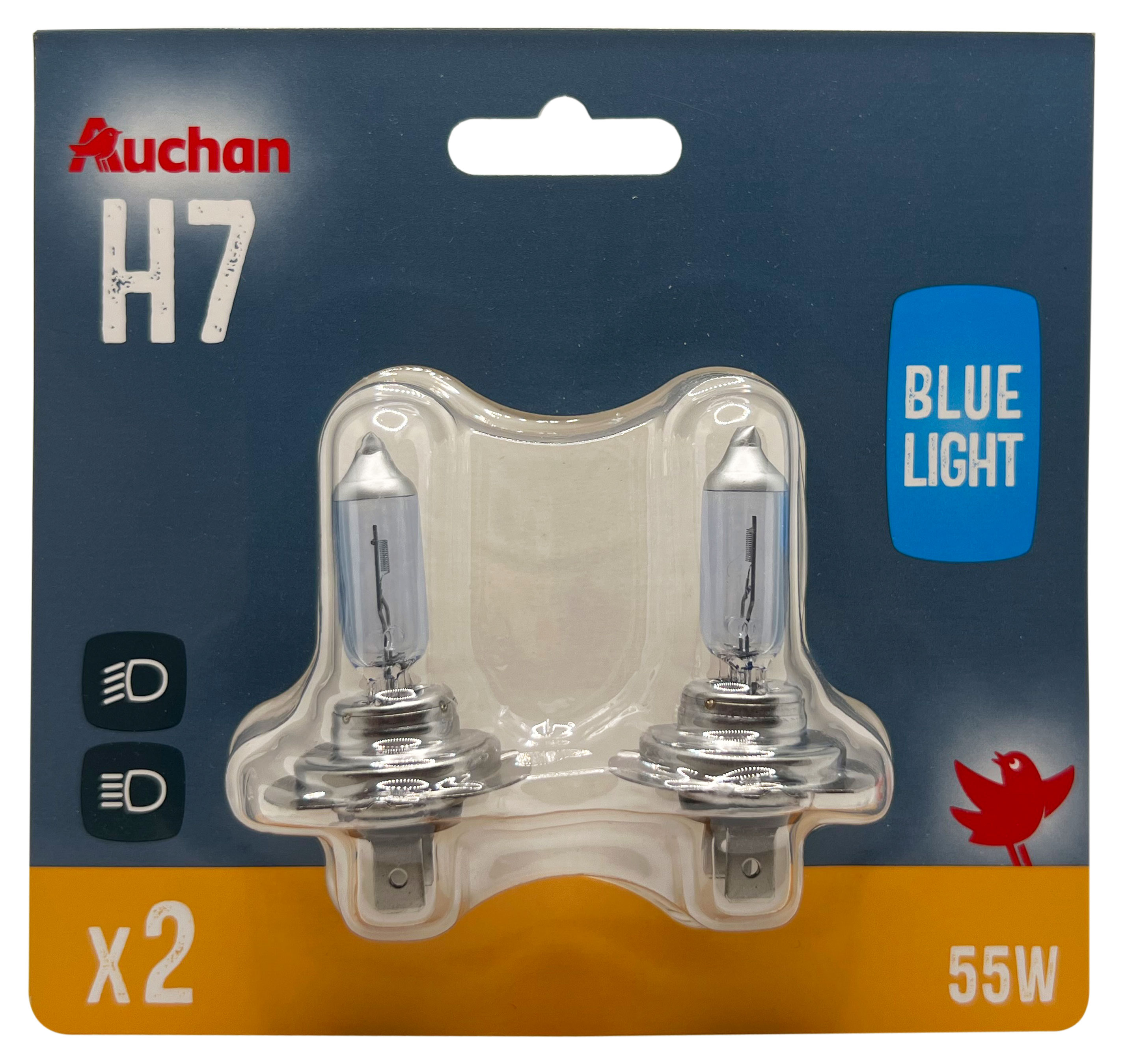 

Лампа автомобильная АШАН Красная птица Blue light галогеновая Н7 55Вт 12В, 2 шт