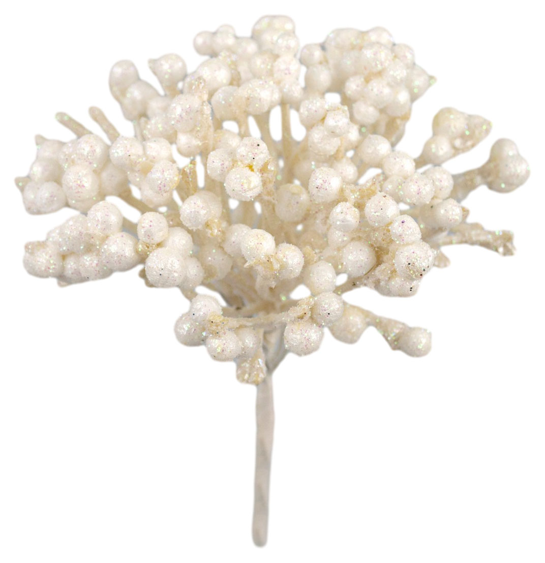 

Ягоды на вставке Азалия Декор белые, H14 см, 1 шт