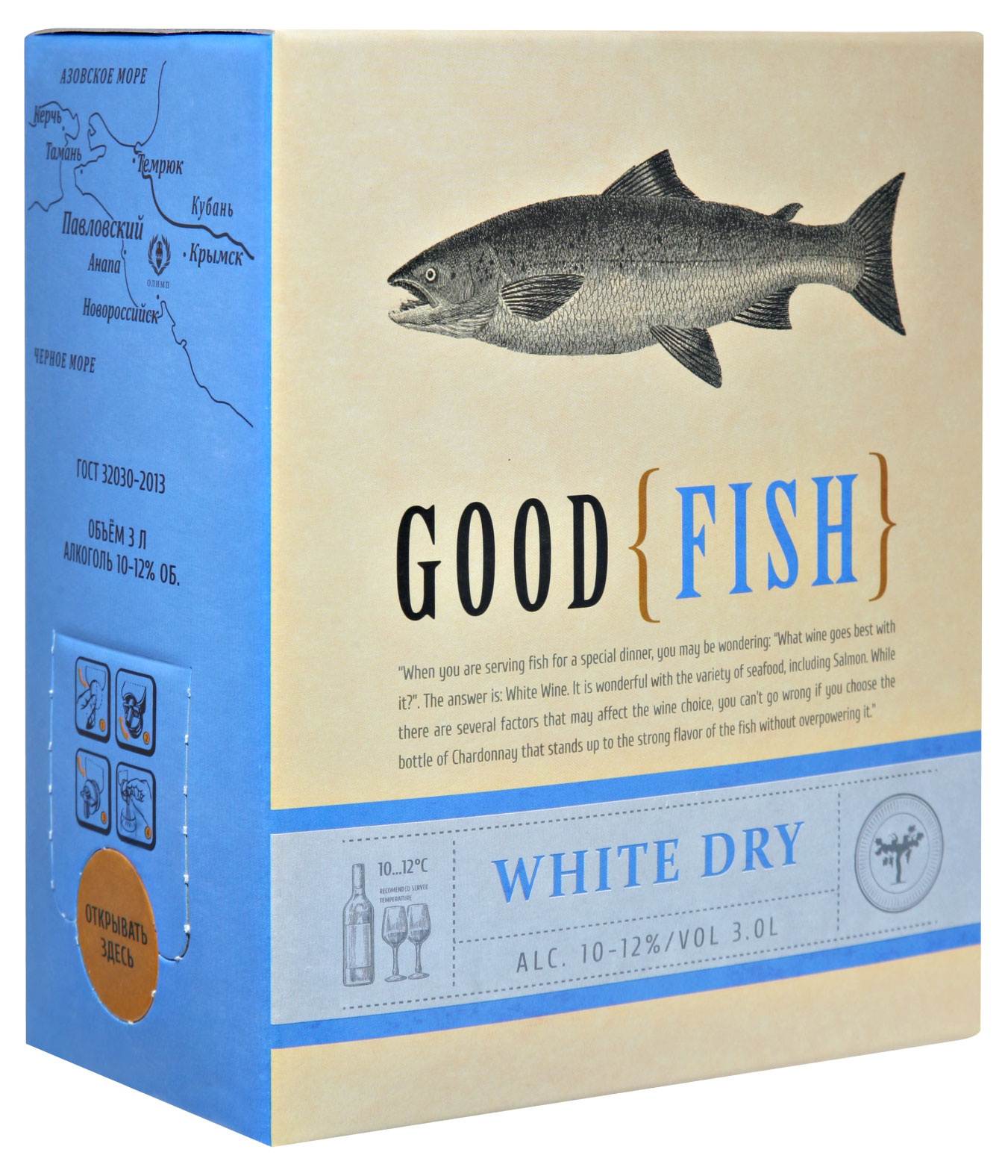 

Вино Гастрономические вина Good Fish белое сухое Россия, 3 л