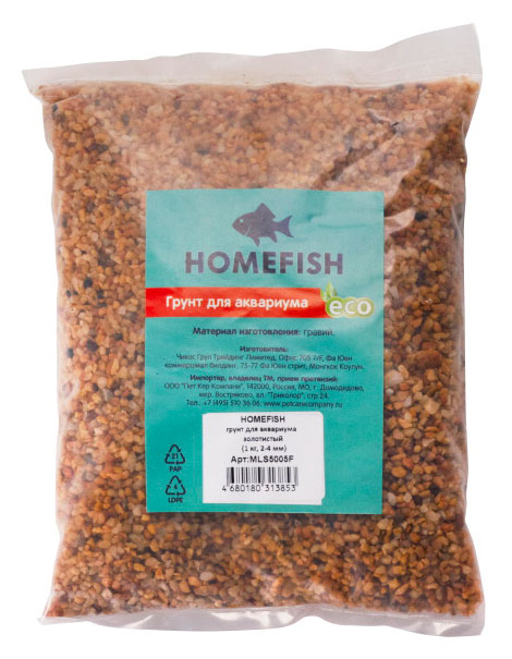 

Грунт для аквариума HOMEFISH золотистый 2-4 мм, 1 кг