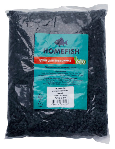 

Грунт для аквариума HOMEFISH черный 1,5-2,5 мм, 1 кг