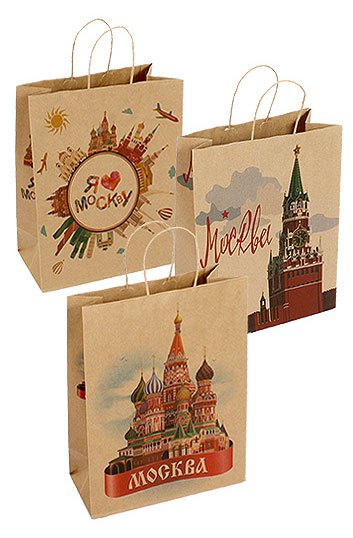 

Пакет подарочный Grand Gift крафт Москва 27х33х12 см, 1 шт