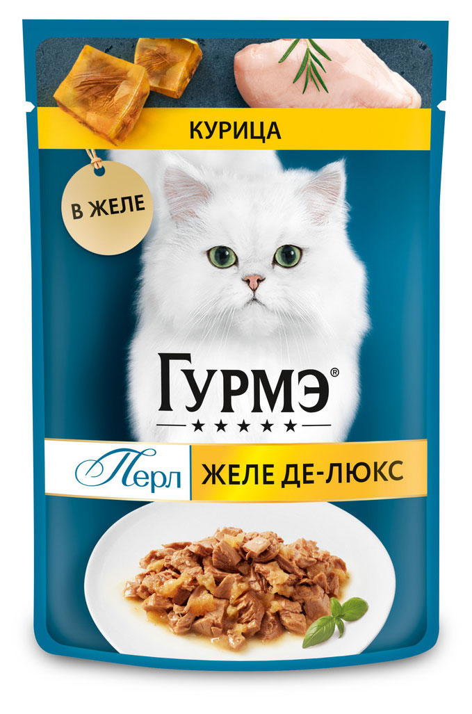 

Корм влажный для кошек Гурмэ Перл Желе Де-Люкс с курицей, 75 г