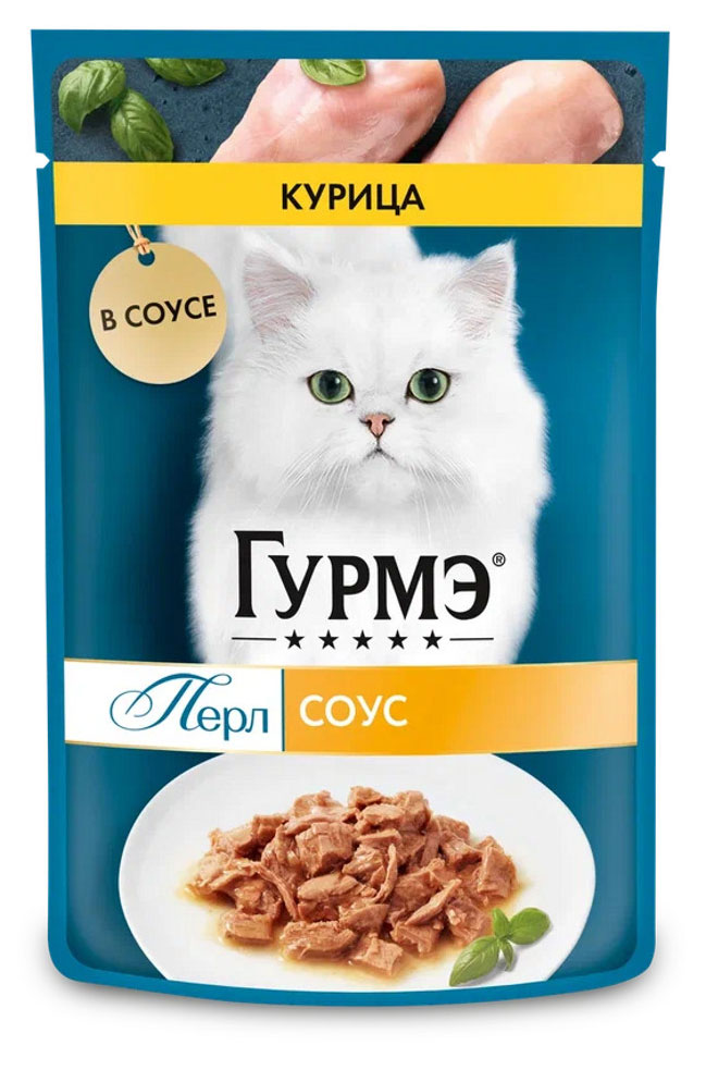 

Корм влажный для кошек Гурмэ Перл Нежное филе с курицей в соусе, 75 г