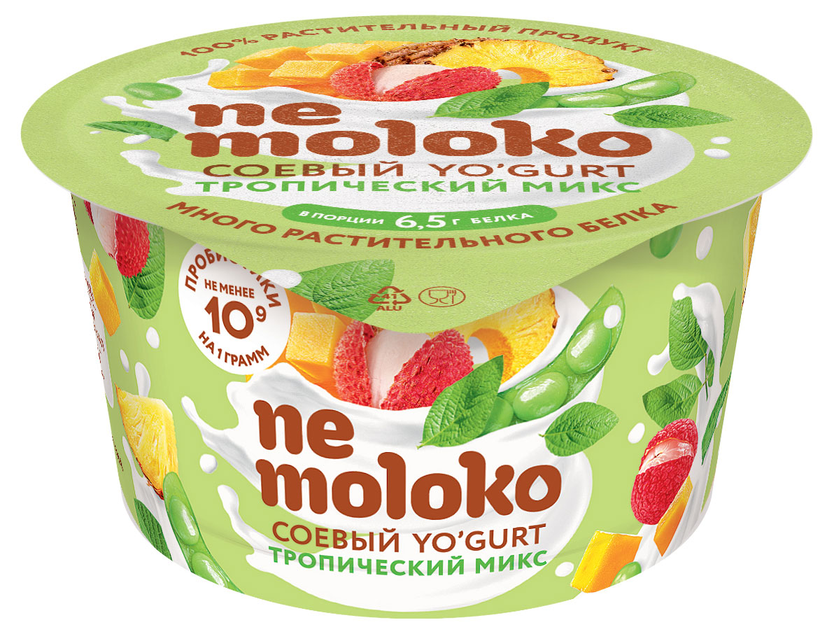 

Соевый йогурт Nemoloko тропический микс для детей старше 3х лет без глютена и лактозы 5%, 130 г
