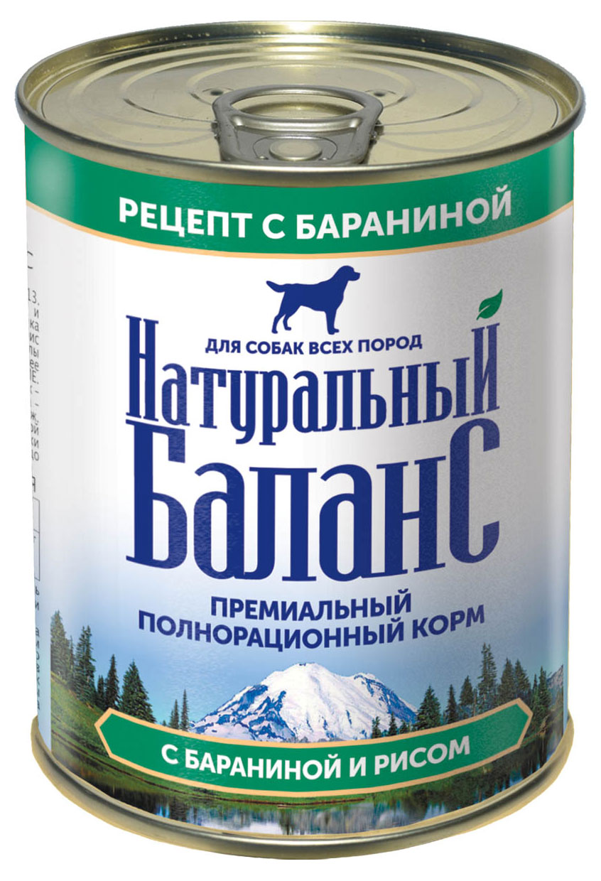 

Влажный корм для собак Натуральный баланс с бараниной и рисом, 340 г