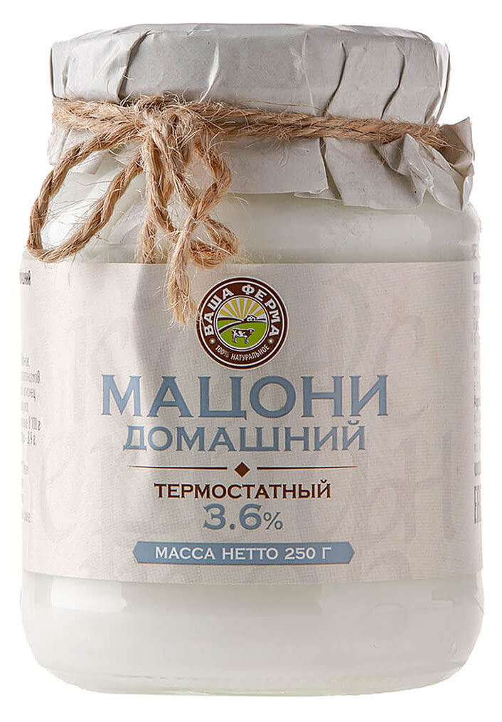 

Продукт кисломолочный Ваша ферма Мацони домашний 3,4-4,5% БЗМЖ, 250 г