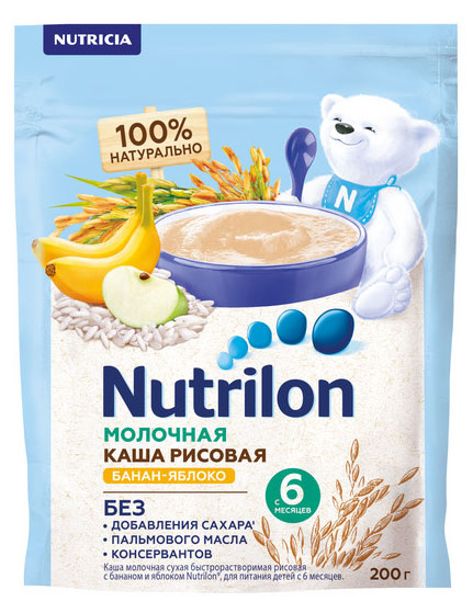 

Каша молочная Nutrilon Рисовая с яблоком и бананом, 200 г