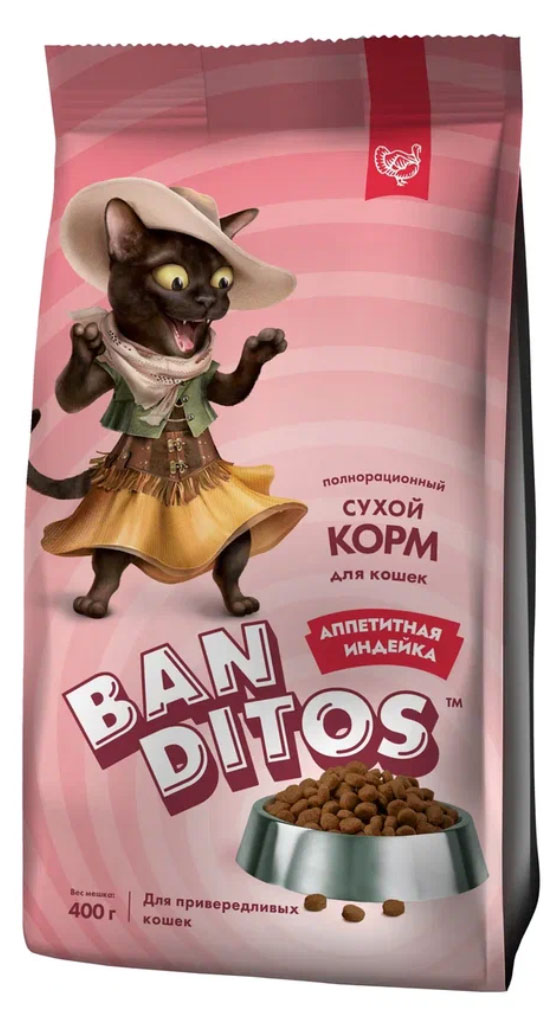 

Сухой Сухой корм для взрослых кошек BANDITOS с индейкой, 400 г