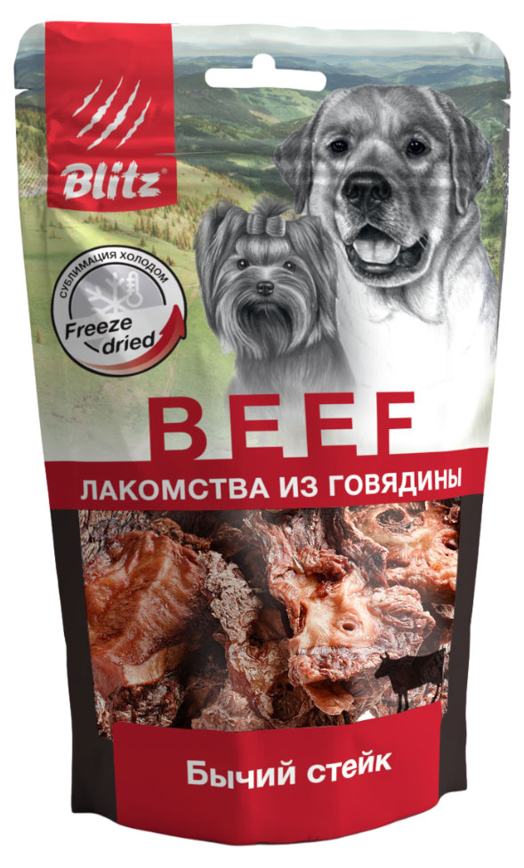 

Лакомство для собак Blitz Бычий стейк, 55 г