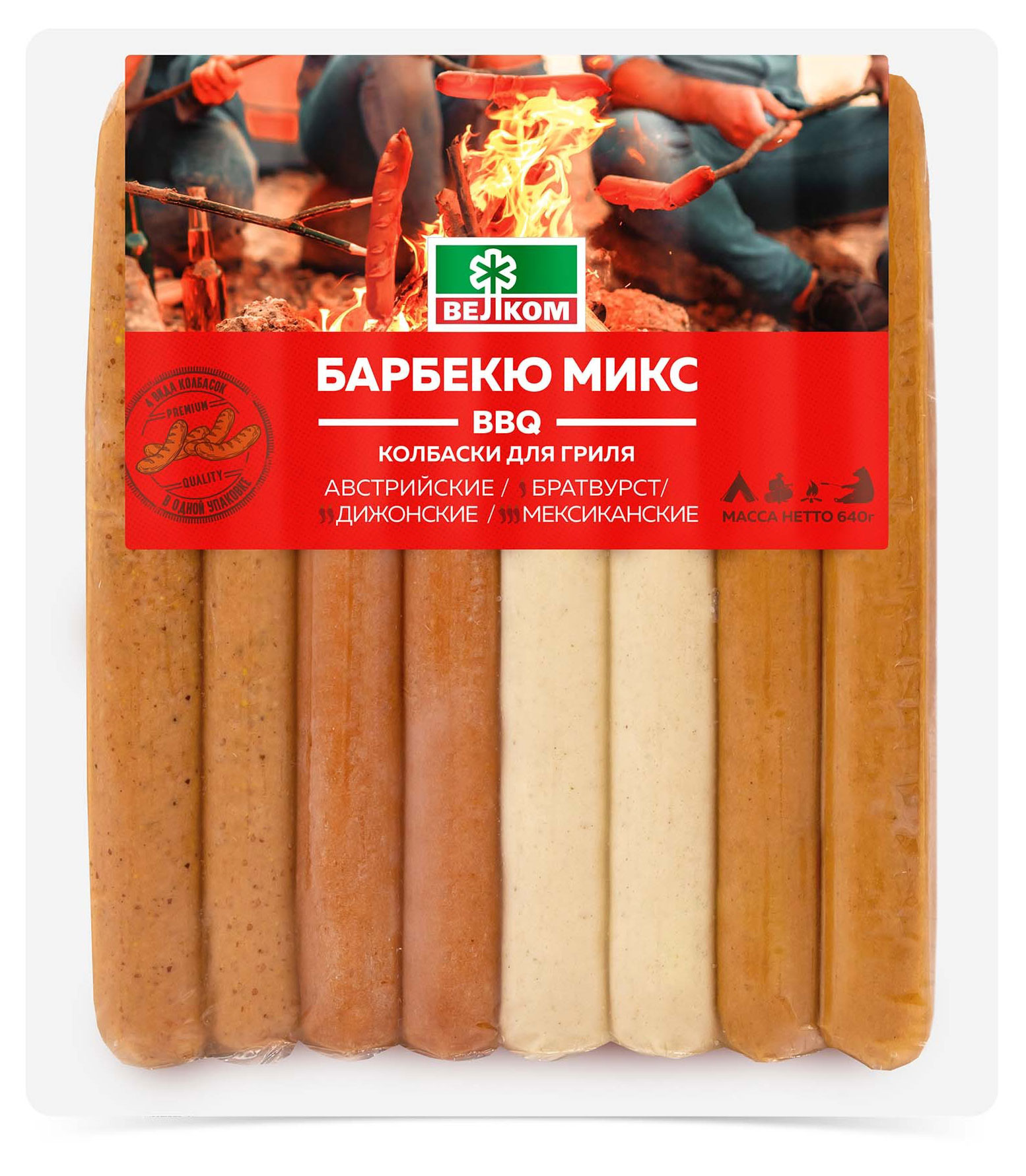 

Колбаски для гриля ВЕЛКОМ Барбекю микс, 640 г